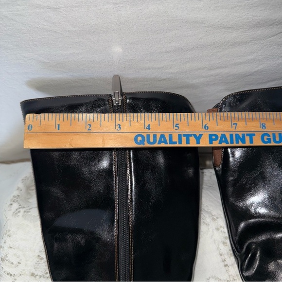 Motimoden pointed toe Knee High Boots chunky Mid Heel zipper Black size 7 - Picture 8 of 16